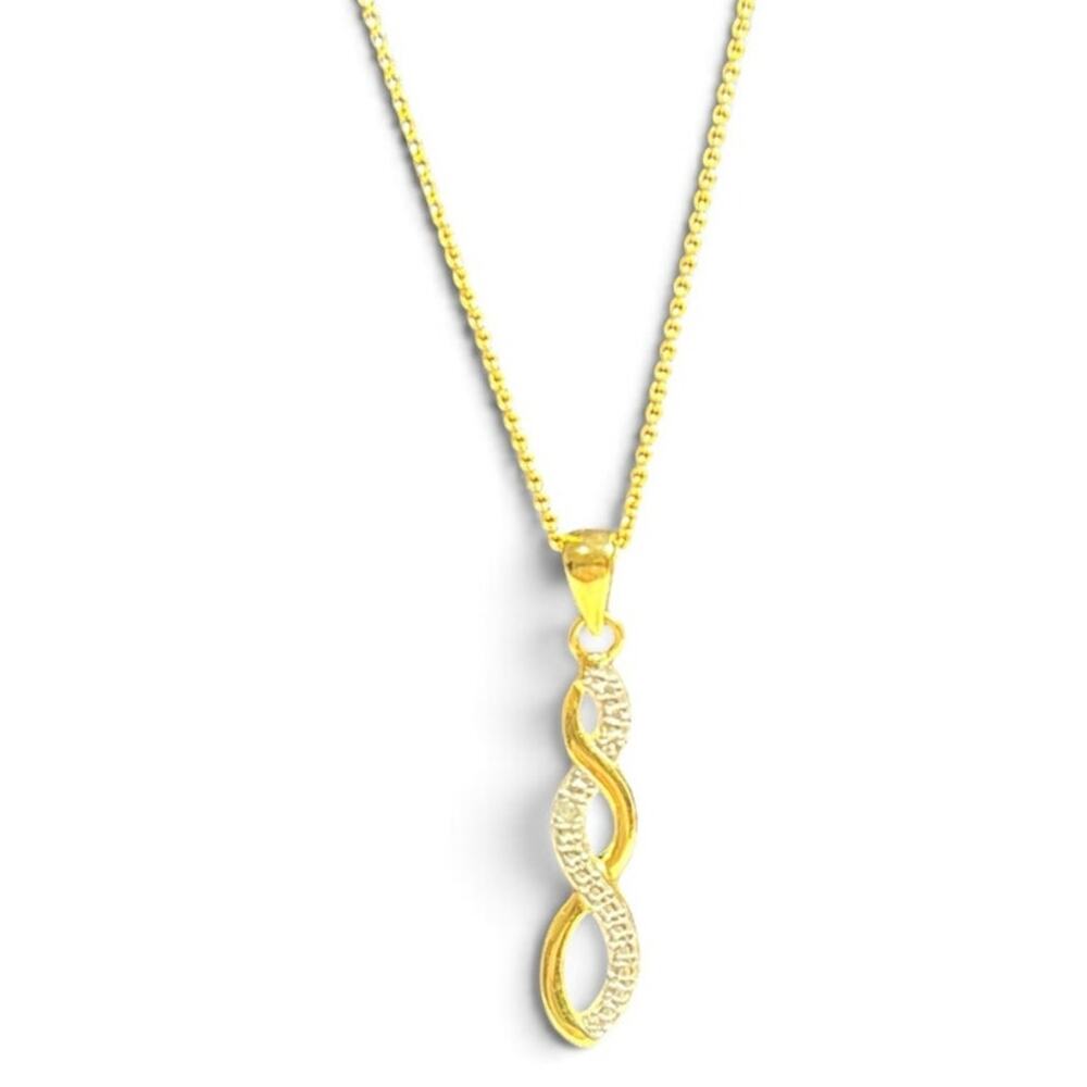 Sterling Silver Gold Plated Infinity Necklace Set - 18" Italian Chain 925